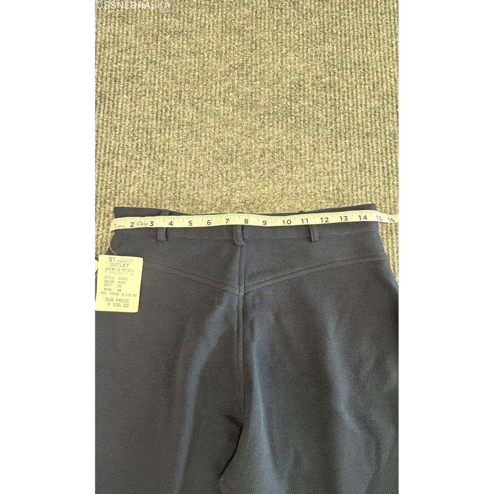 Vintage Y2K St. John Women's Navy Blue Cotton Side Zip Wide Leg Pants Sz 6 NWT - Picture 8 of 9